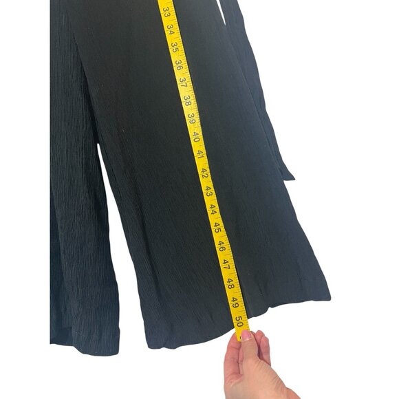 Anthropologie Cropped Jumpsuit Women Black Size 6 Wide Leg Abbey Crepe Belted - Picture 6 of 10